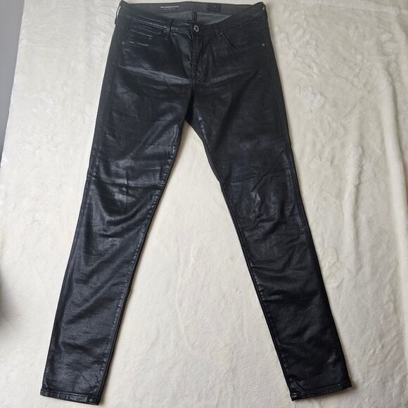 AG Adriano Goldschmied jeans Leatherette Coated Skinny womens 29 legging ankle - Picture 1 of 12